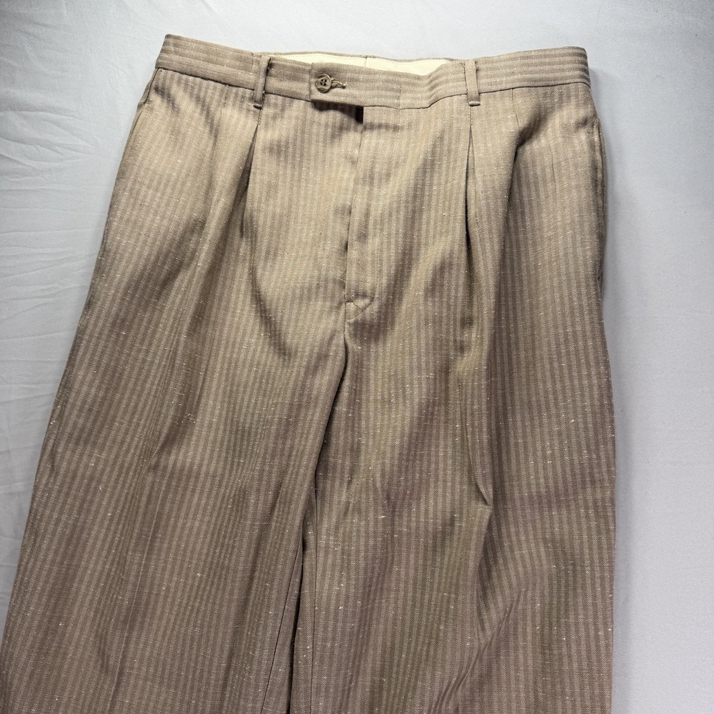 True Vintage Dress Pants Men 32x30 Slacks Polyester Dance Party Rave Striped 70s